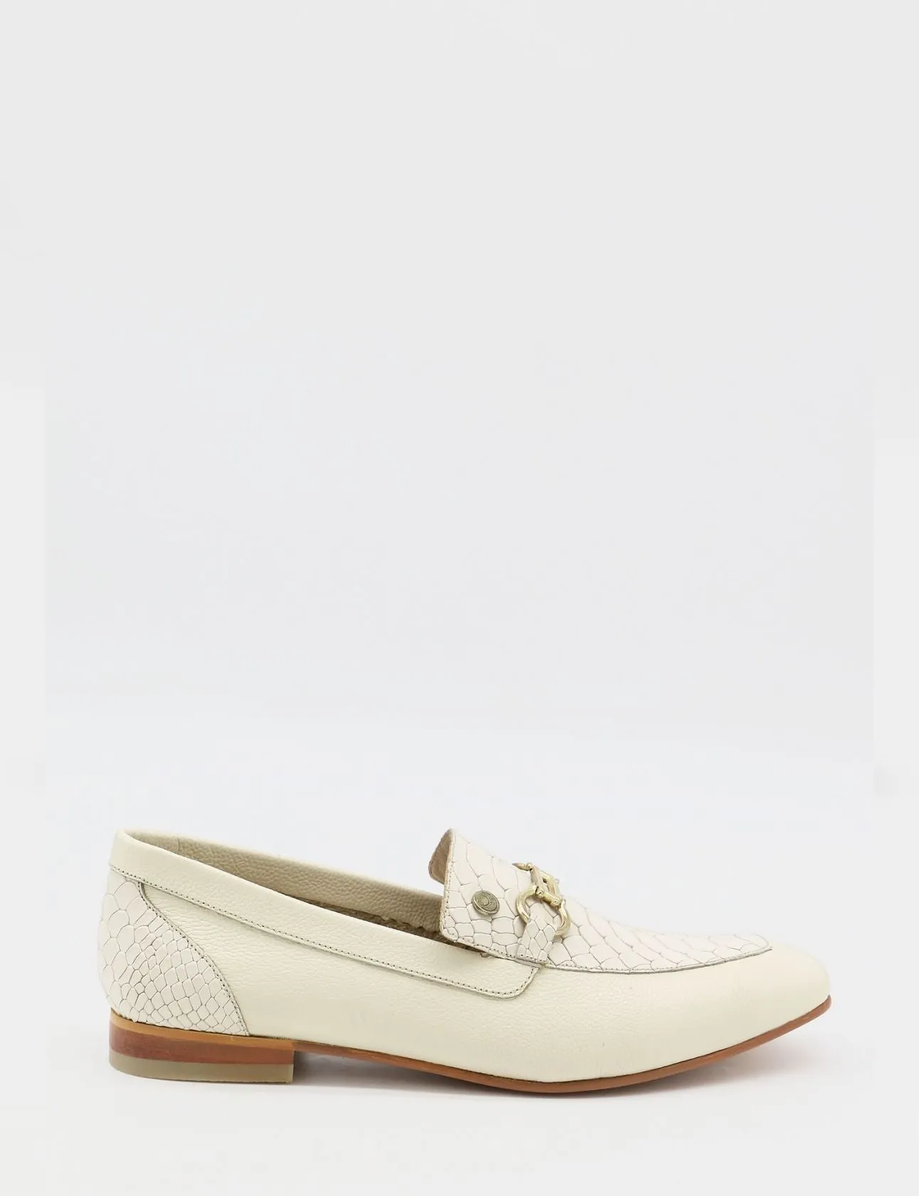 Natural loafers in off white leather womens shoes