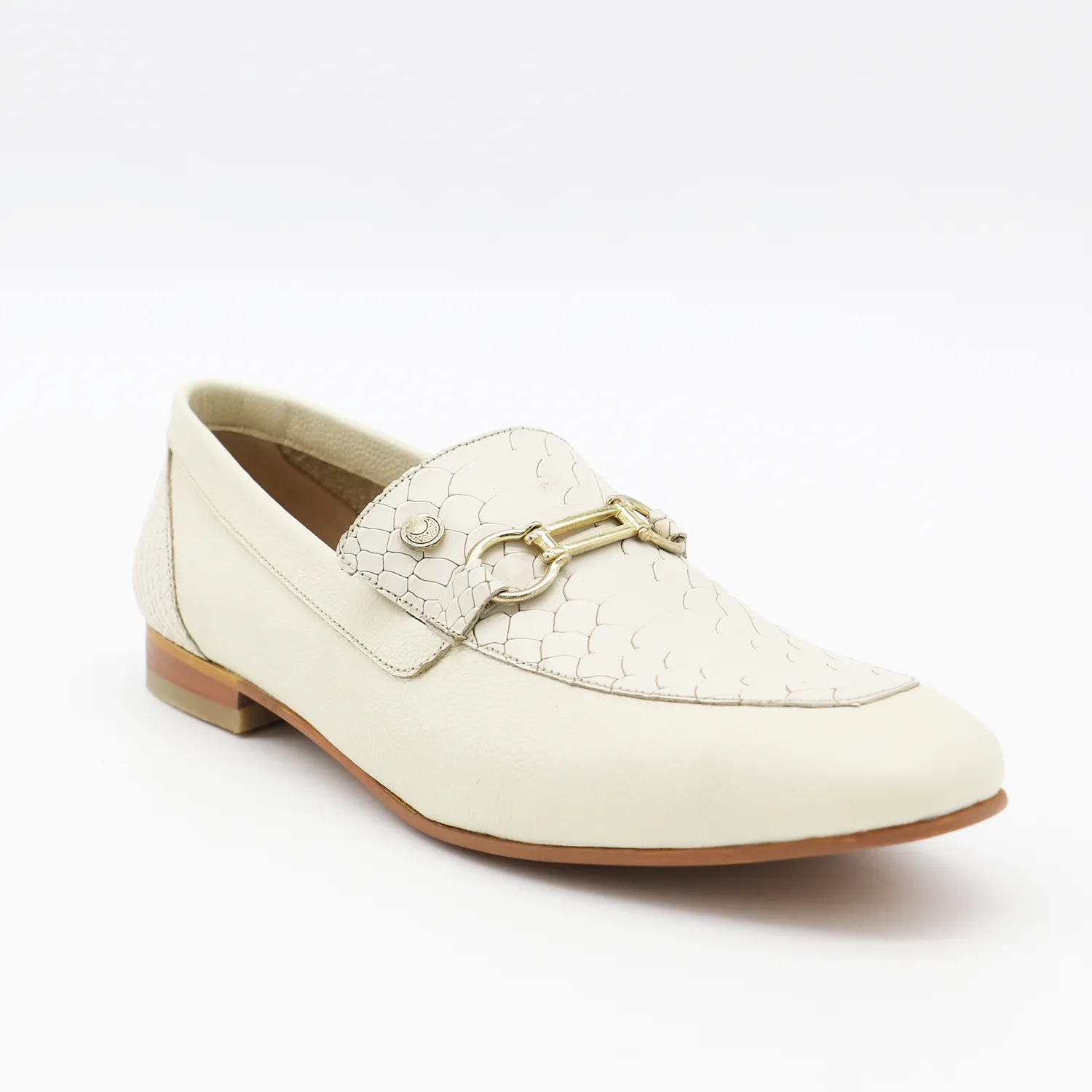 Natural loafers in off white leather womens shoes