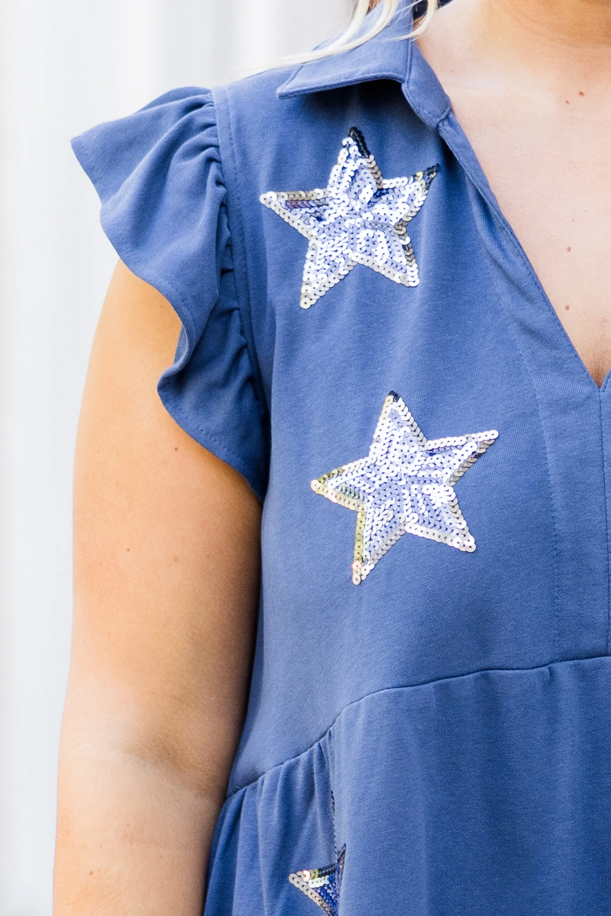 Oh My Stars Dress, Denim Blue