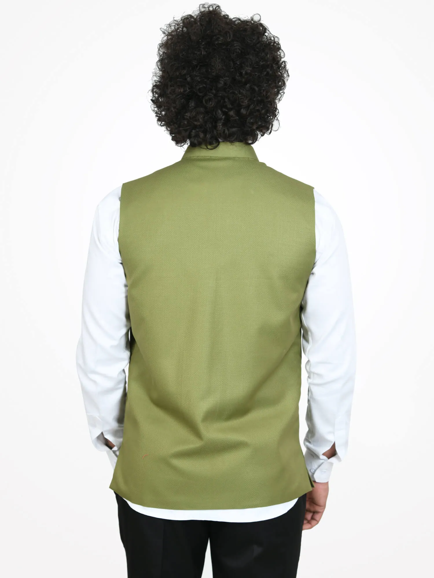 Olive Green Solid Modi Jacket