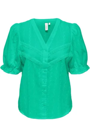 Onlfrida Ss V-neck Button Top Wvn C - Groen