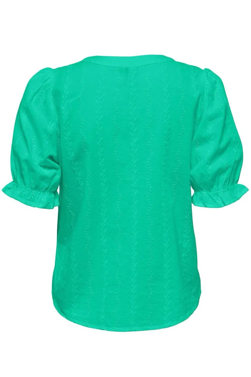 Onlfrida Ss V-neck Button Top Wvn C - Groen