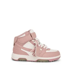 Out of Office Mid Top Leather Sneakers in White/Pink