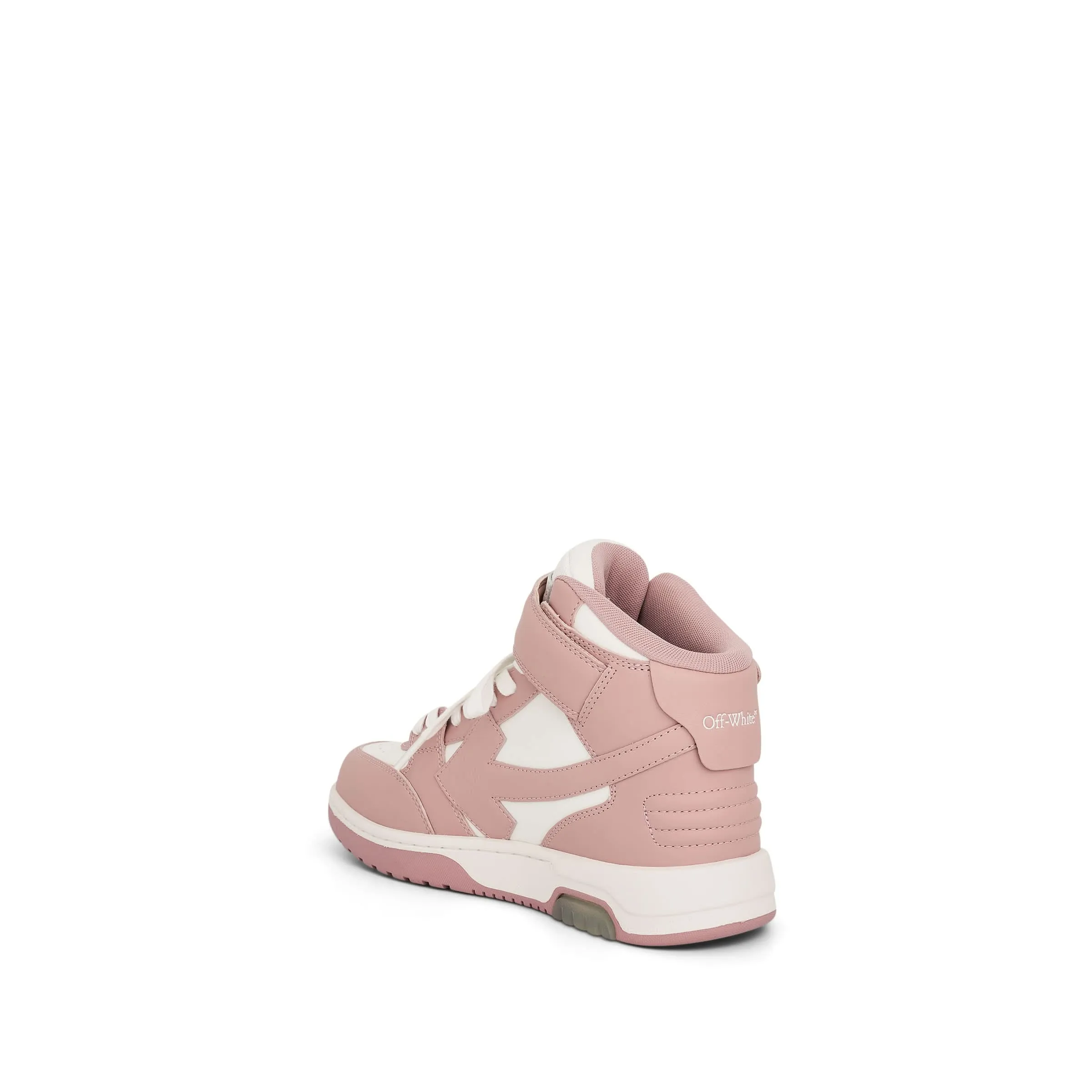 Out of Office Mid Top Leather Sneakers in White/Pink