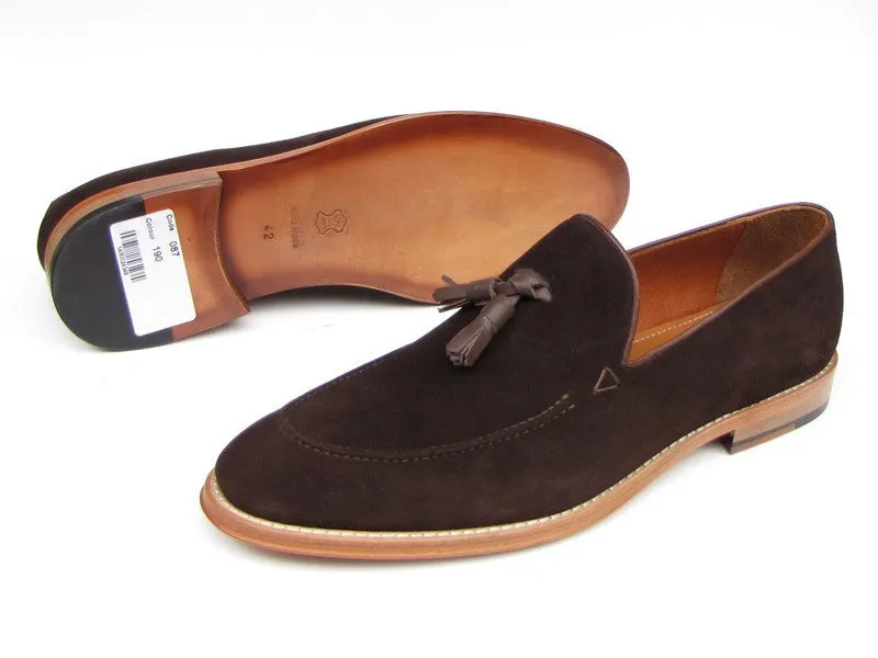 Paul Parkman Brown Suede Tassel Loafers