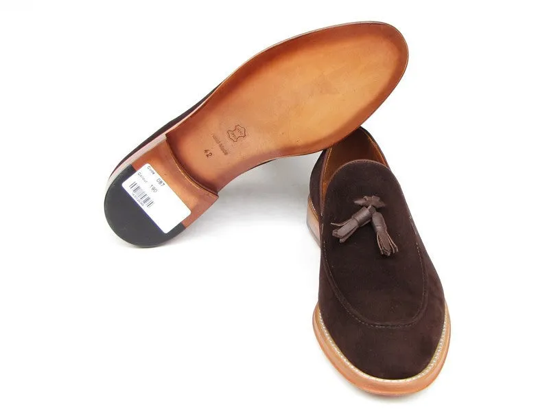 Paul Parkman Brown Suede Tassel Loafers