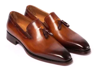 Paul Parkman Brown Tassel Loafers - Hand-Painted