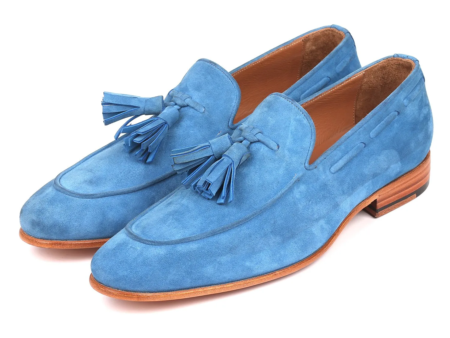 Paul Parkman Men's Tassel Loafers Blue Suede