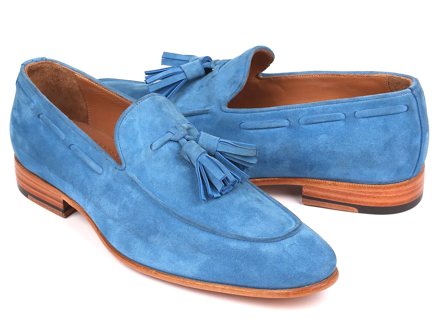 Paul Parkman Men's Tassel Loafers Blue Suede