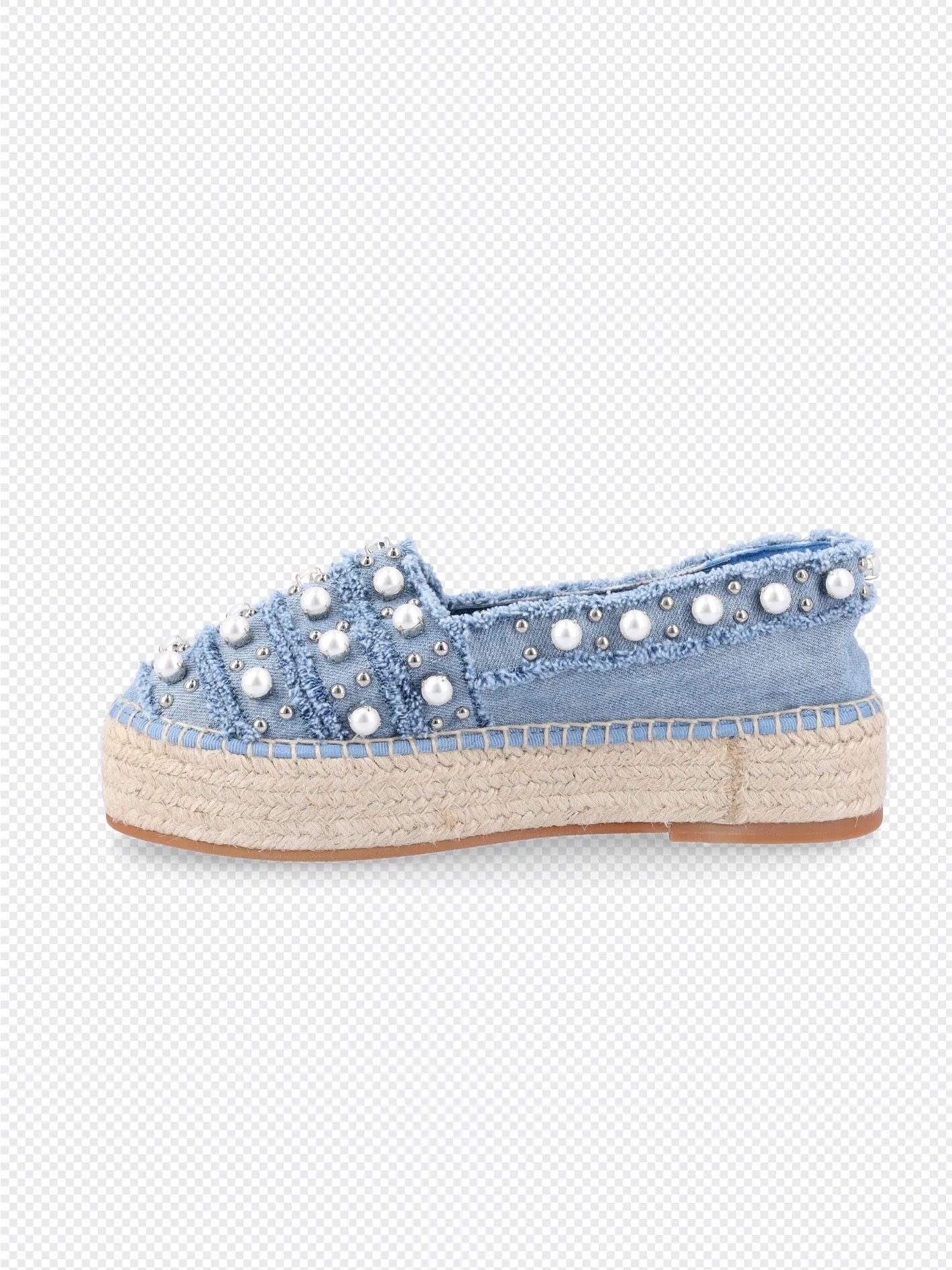 pearl-embellished denim espadrilles