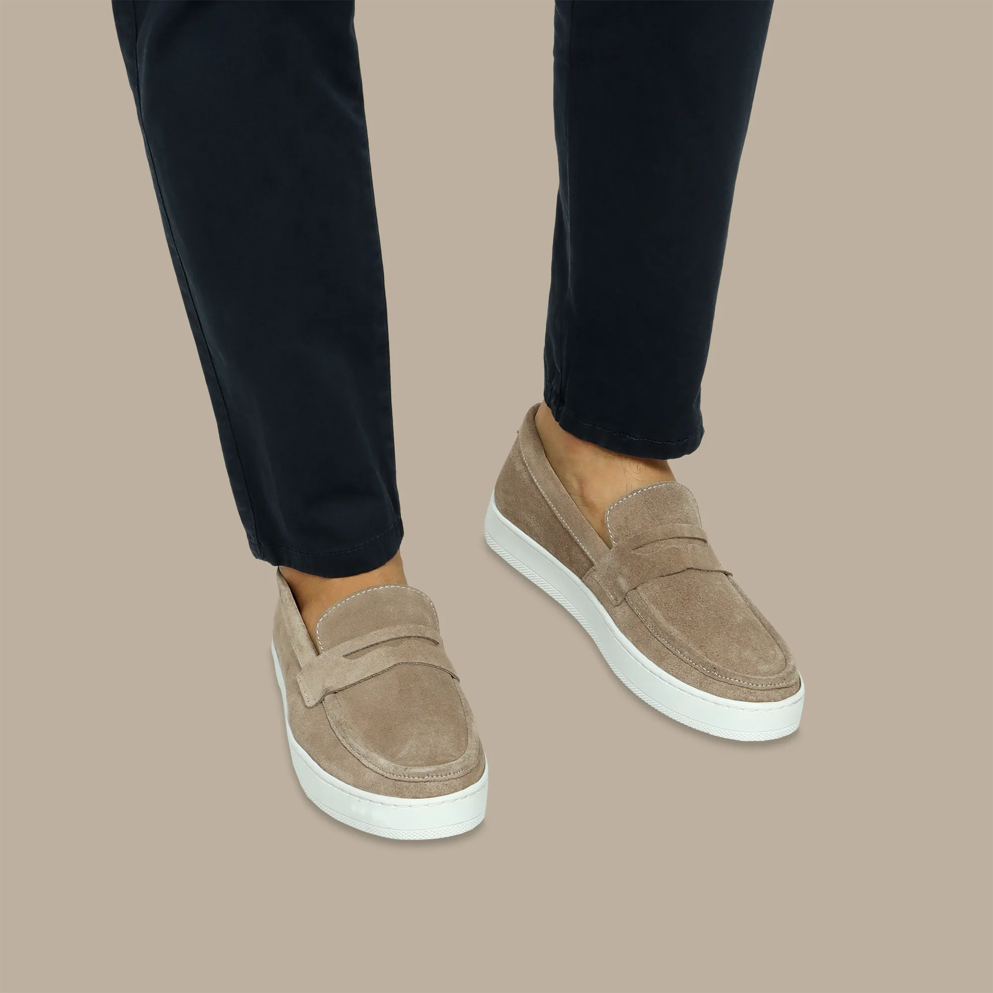 Penny Casual Loafer in Beige Suede