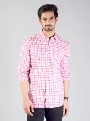 Raspberry Pink Checked Slim Fit Casual Shirt | JadeBlue