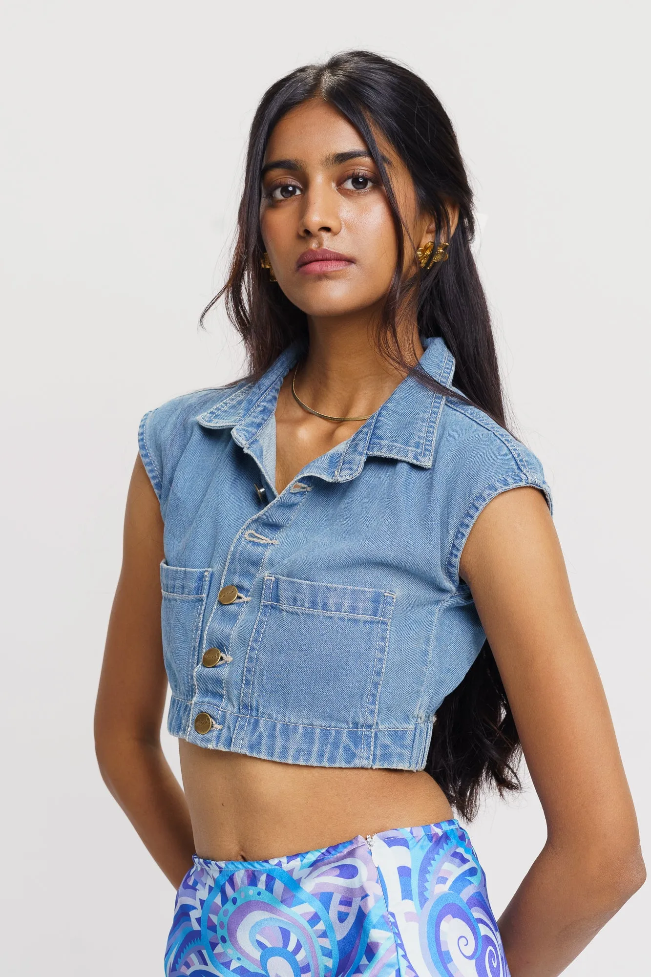 Retro Classic Denim Top