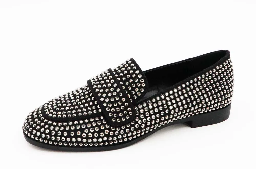 Rhinestone Penny Loafer in Black