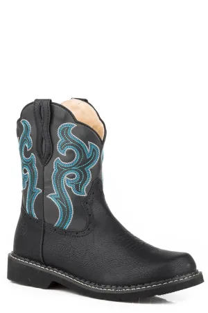 Roper Womens Black Faux Leather Chunk Rider 8In Cowboy Boots