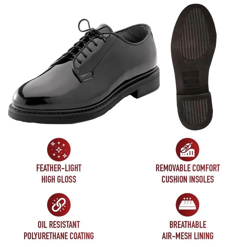 Rothco Uniform Hi-Gloss Oxford Dress Shoe for Men - Lightweight and Comfortable Footwear for Active Duty and Public Safety Professionals, Insole Closed Dress Shoes Walking Shoes Classic Work Chef