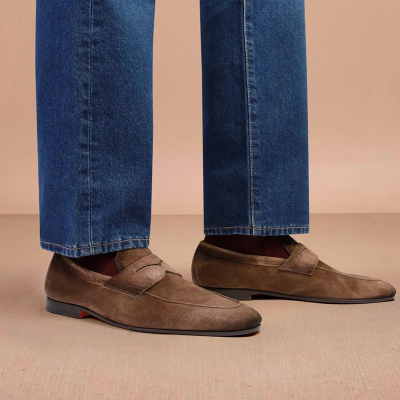 Solid Suede Genuine Leather Loafers