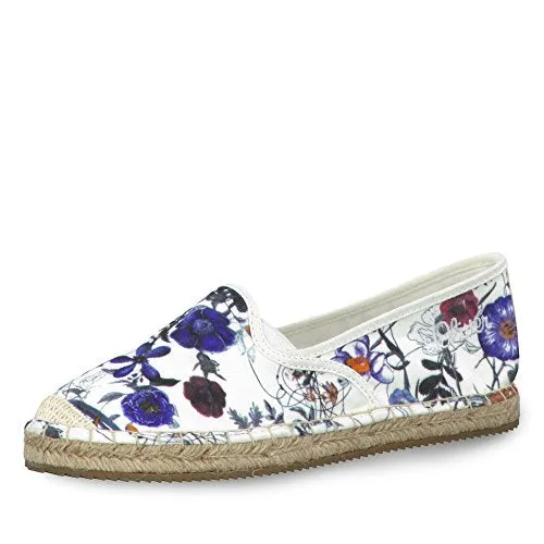 S.OliverFloral Wht/Navy Fabric Espadrille Pump