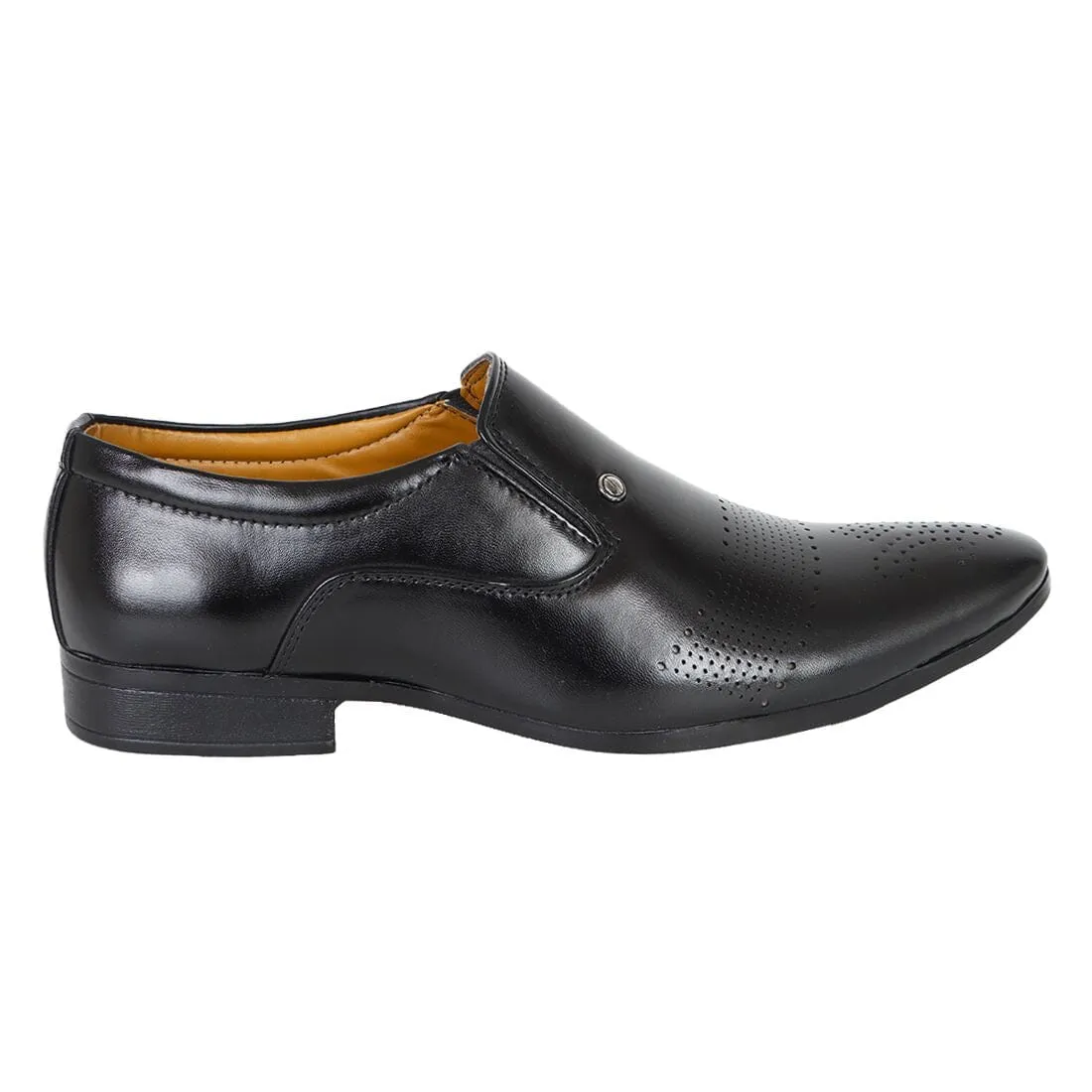 Somugi Black Slip on Formal Shoes for Men made by Artificial Leather