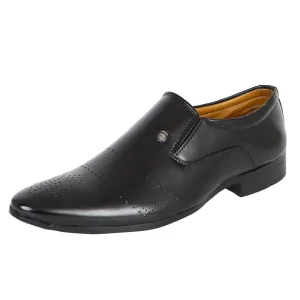 Somugi Black Slip on Formal Shoes for Men made by Artificial Leather