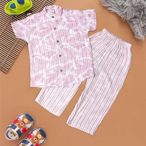 Stylish Paisley Print Shirt and Striped Pants Set