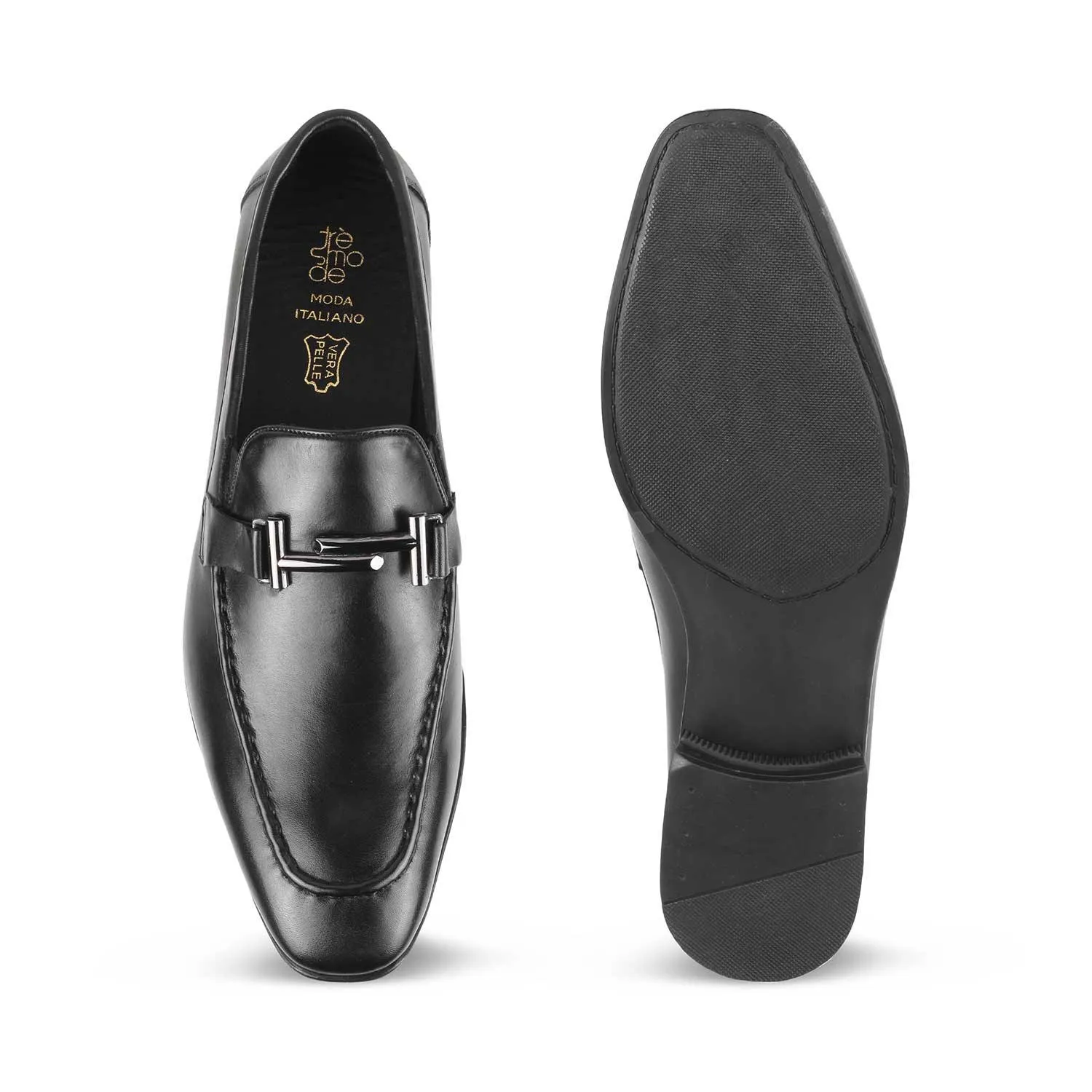 The Salperton Black Men's Leather Loafers Tresmode