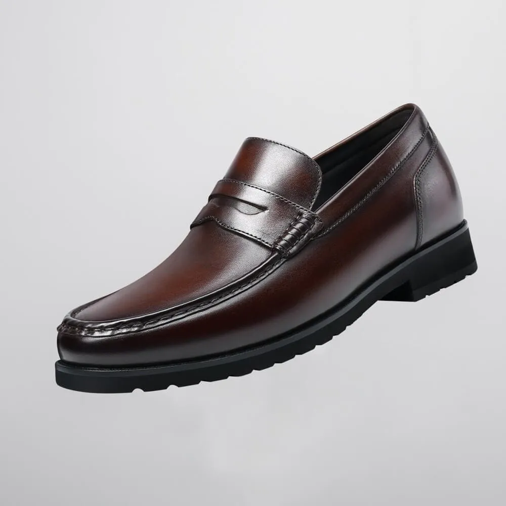 This item only ships to the United States - 6 CM / 2.36 Inches CMR CHAMARIPA Elevator Shoes - Elevate Your Stature with Brown Elevator Loafers - Add 2.36 Inches to Your Height