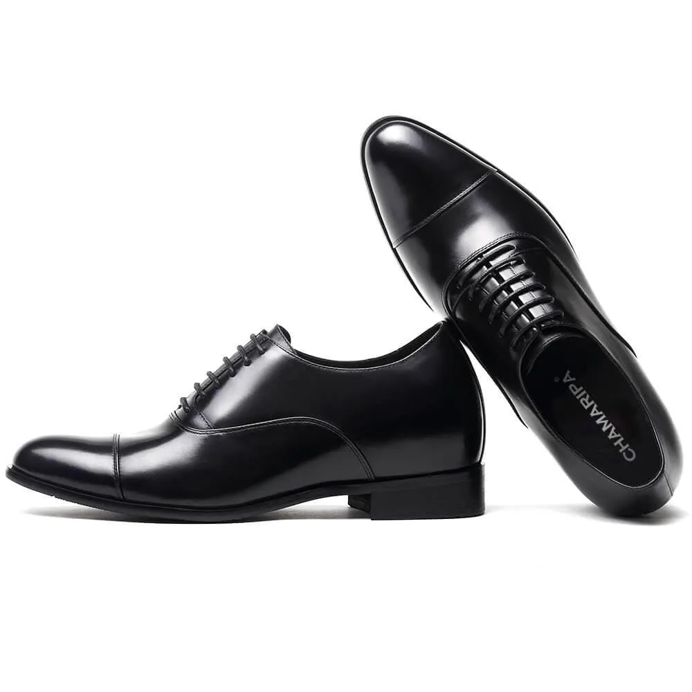 This item only ships to the United States - 7 CM / 2.76 Inches CMR CHAMARIPA Elegant Oxfords Elevator Dress Shoes Cow Leather Wedding Shoes