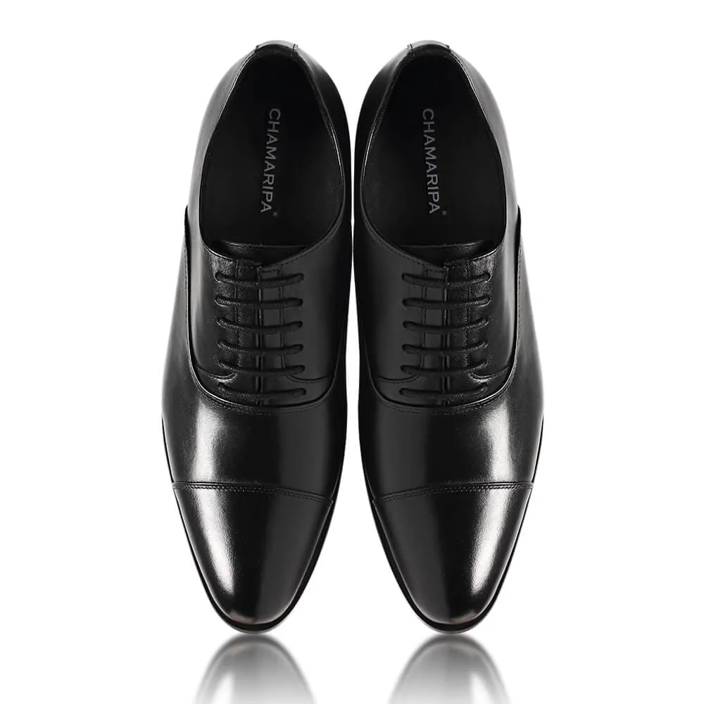 This item only ships to the United States - 7 CM / 2.76 Inches CMR CHAMARIPA Elegant Oxfords Elevator Dress Shoes Cow Leather Wedding Shoes