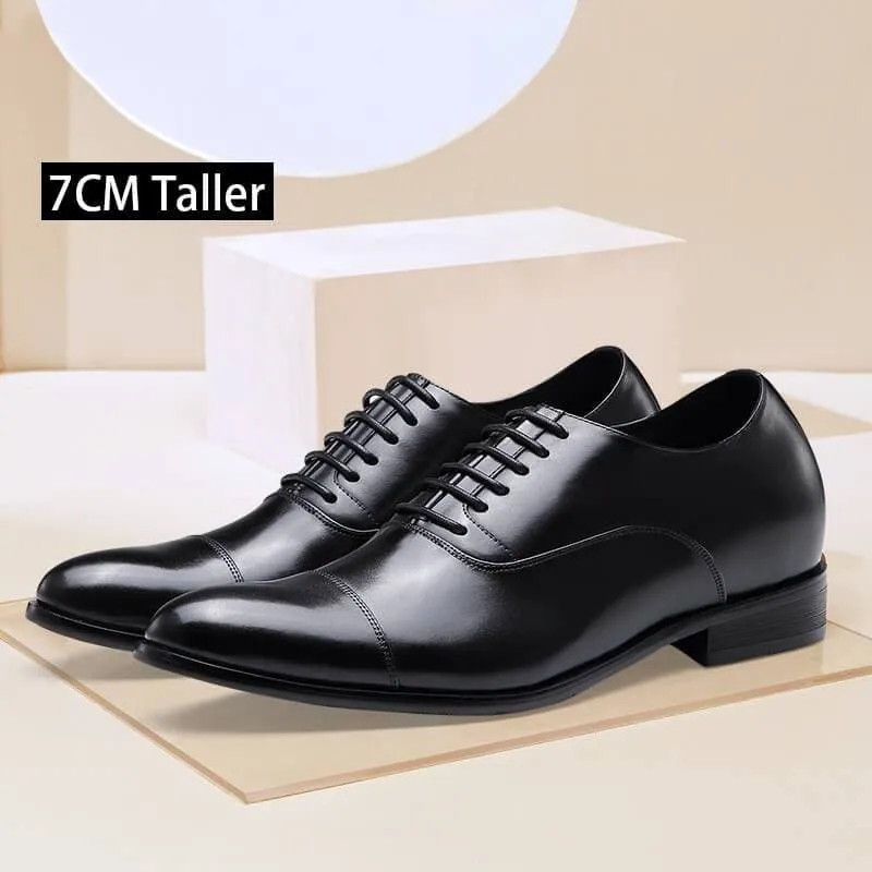 This item only ships to the United States - 7 CM / 2.76 Inches CMR CHAMARIPA Elegant Oxfords Elevator Dress Shoes Cow Leather Wedding Shoes