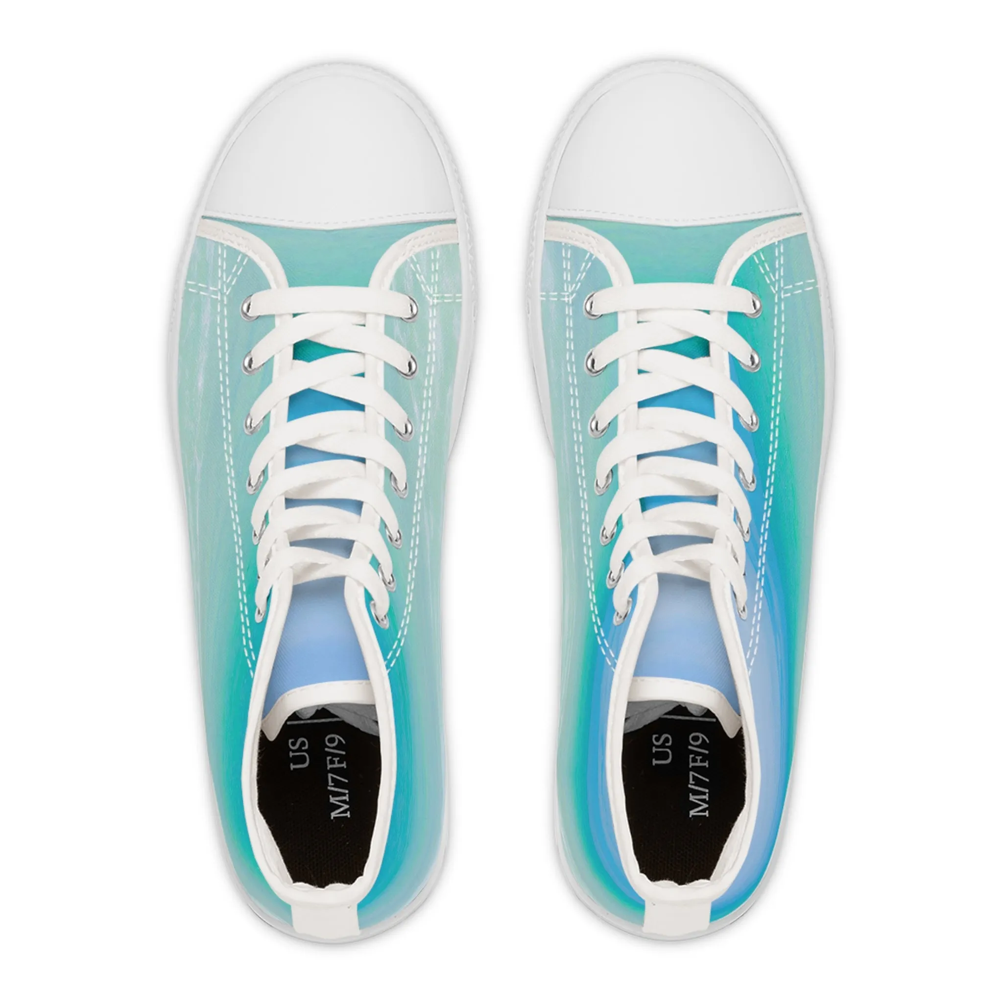 Turquoise Ocean Blue Women's High Top Sneakers (AOP)