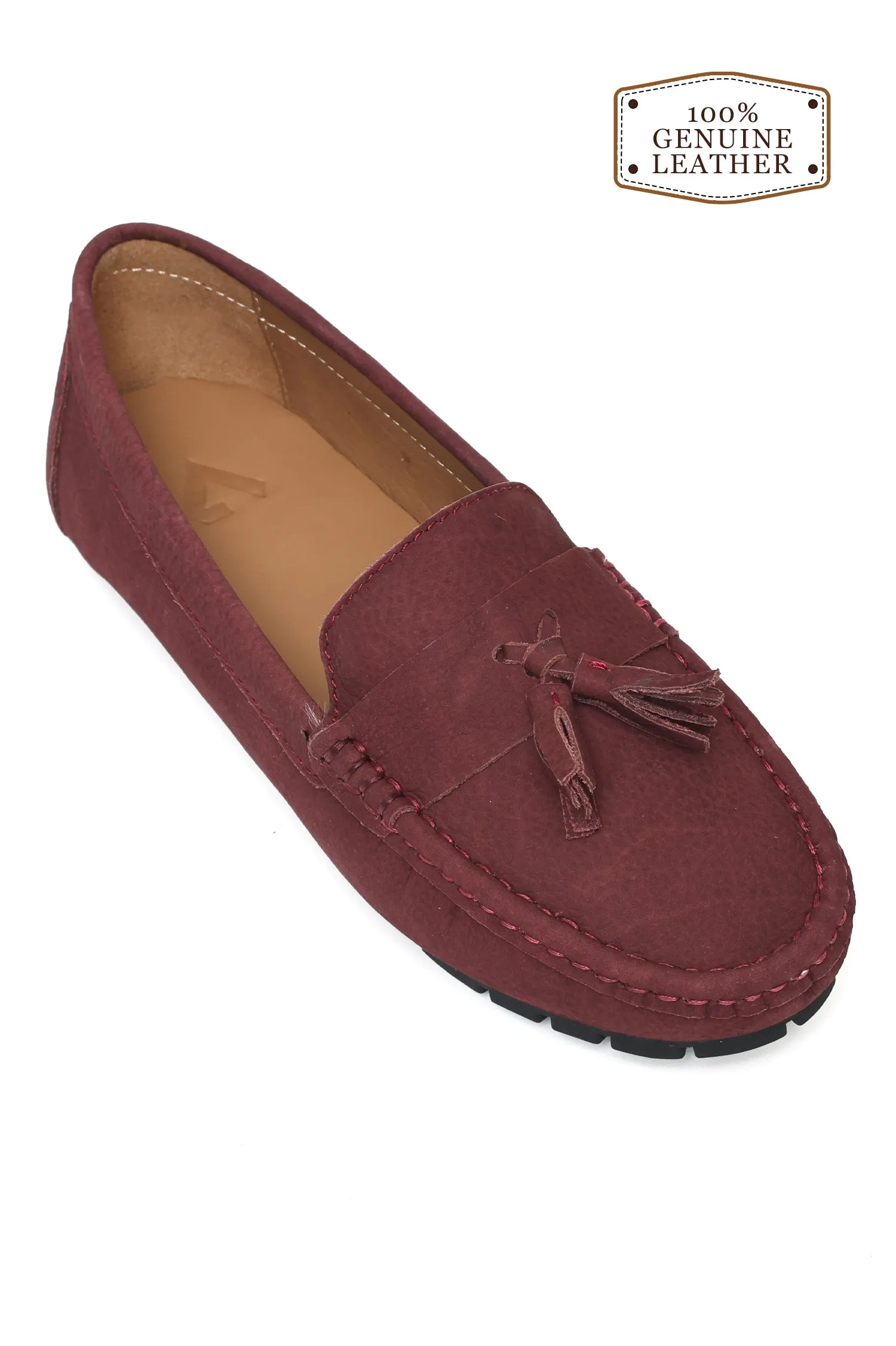 VINTAGE TASSEL DETAIL LOAFERS-MAROON