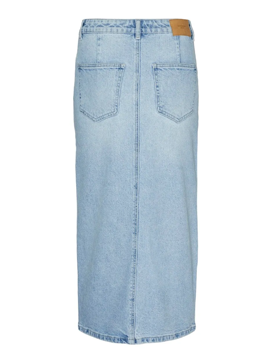 Vmveri Hr Calf Denim Skirt Ga Noos - Blue Denim