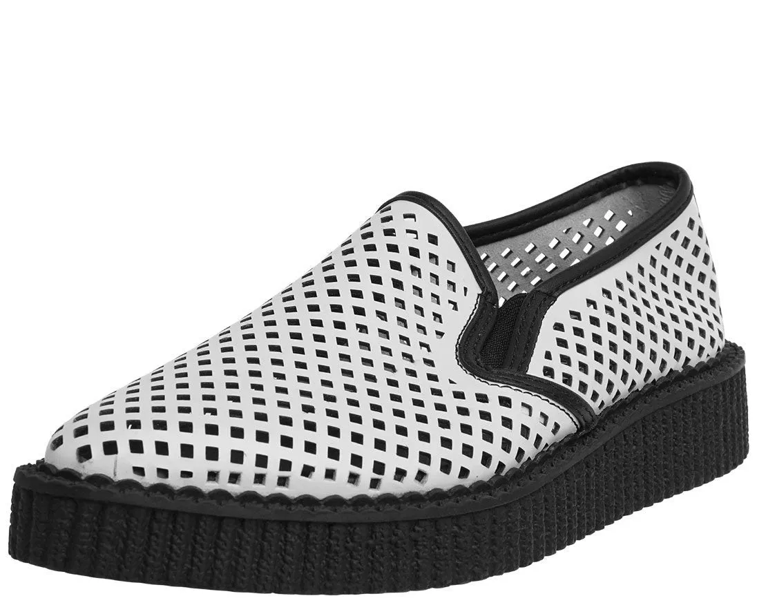 White Perforated Pointed Slip Ons