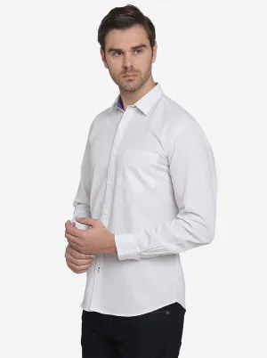 White Printed Slim Fit Casual Shirt  | JadeBlue