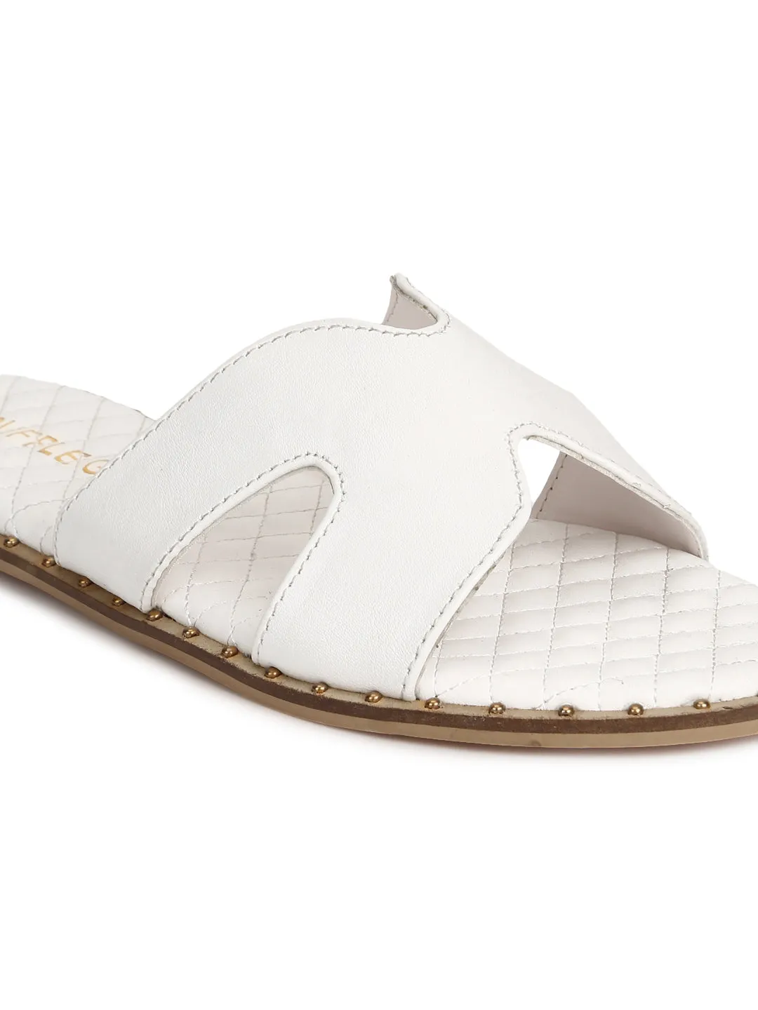 White PU Quilted Slip Ons