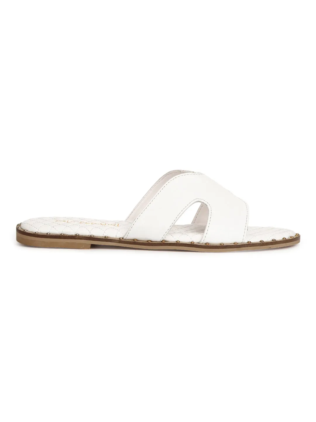 White PU Quilted Slip Ons