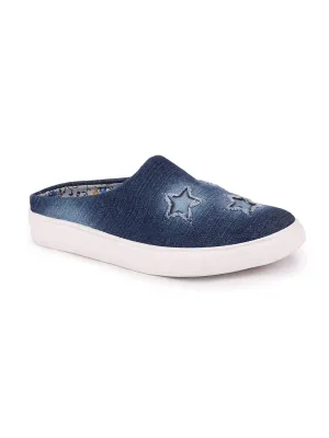 Women Navy Blue Casual Canvas Slip-On Shoes