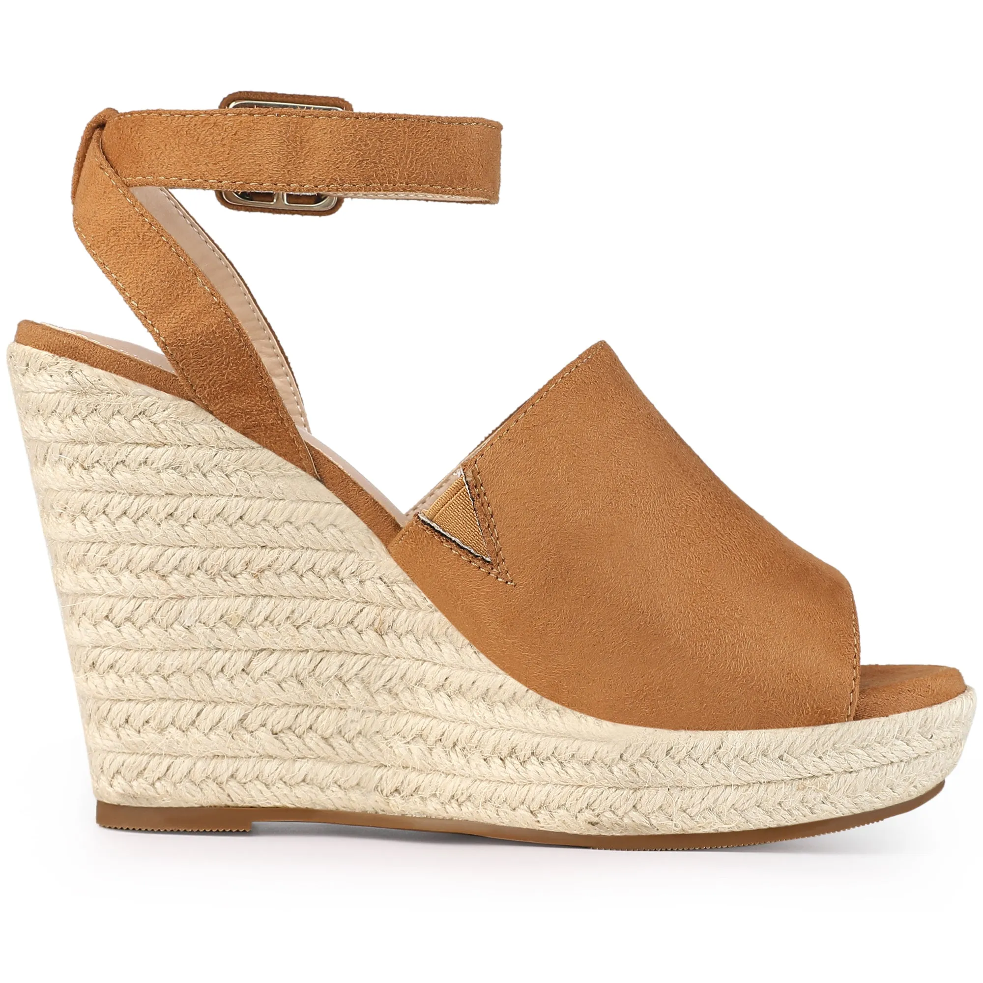 Women's Slingback Open Toe Buckle Espadrille Wedge Heel Sandals