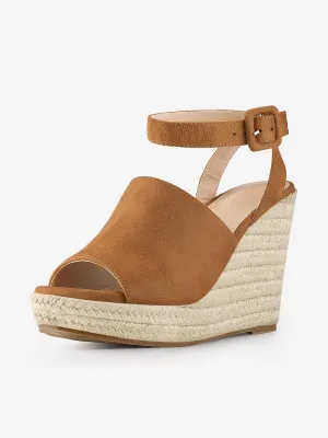 Women's Slingback Open Toe Buckle Espadrille Wedge Heel Sandals