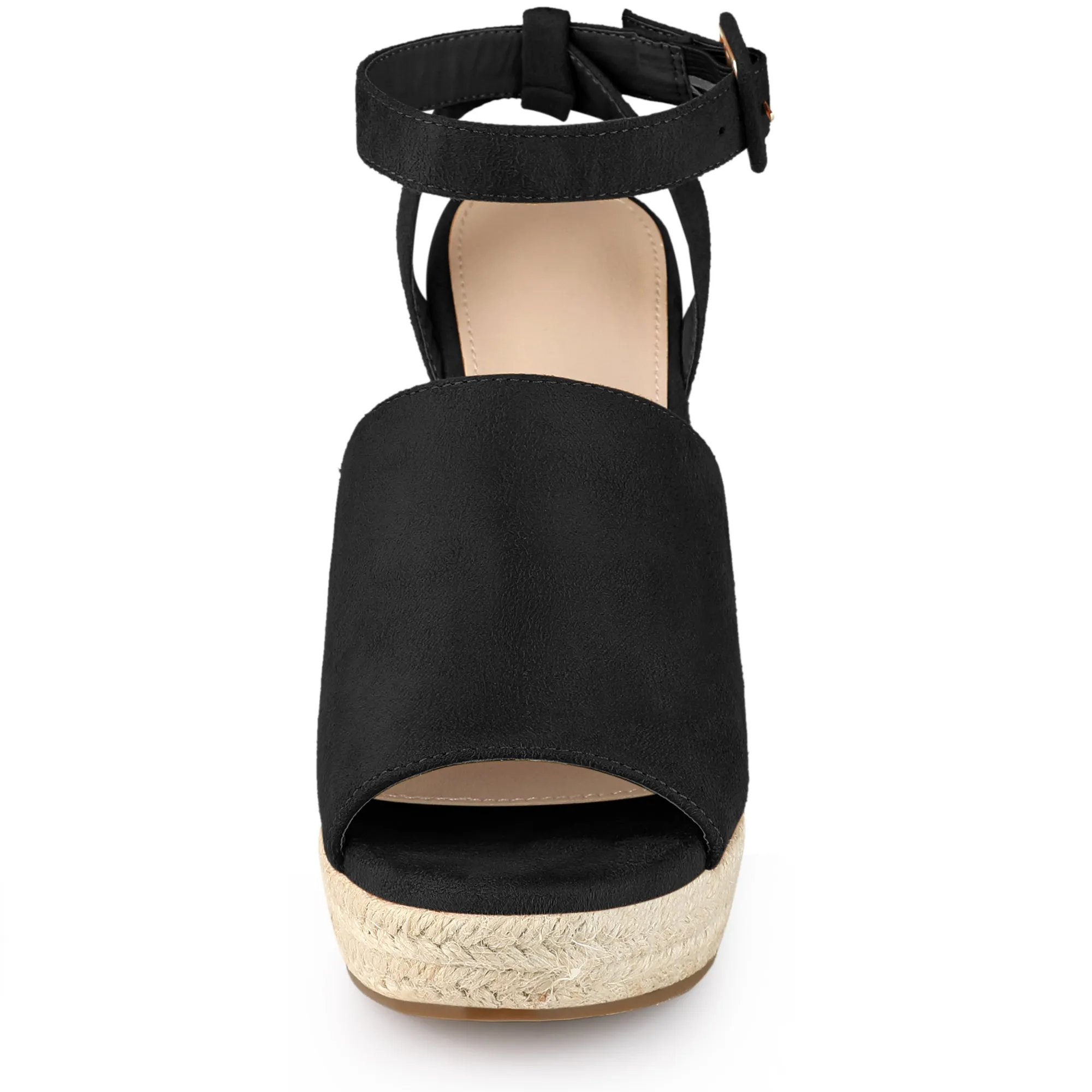 Women's Slingback Open Toe Buckle Espadrille Wedge Heel Sandals