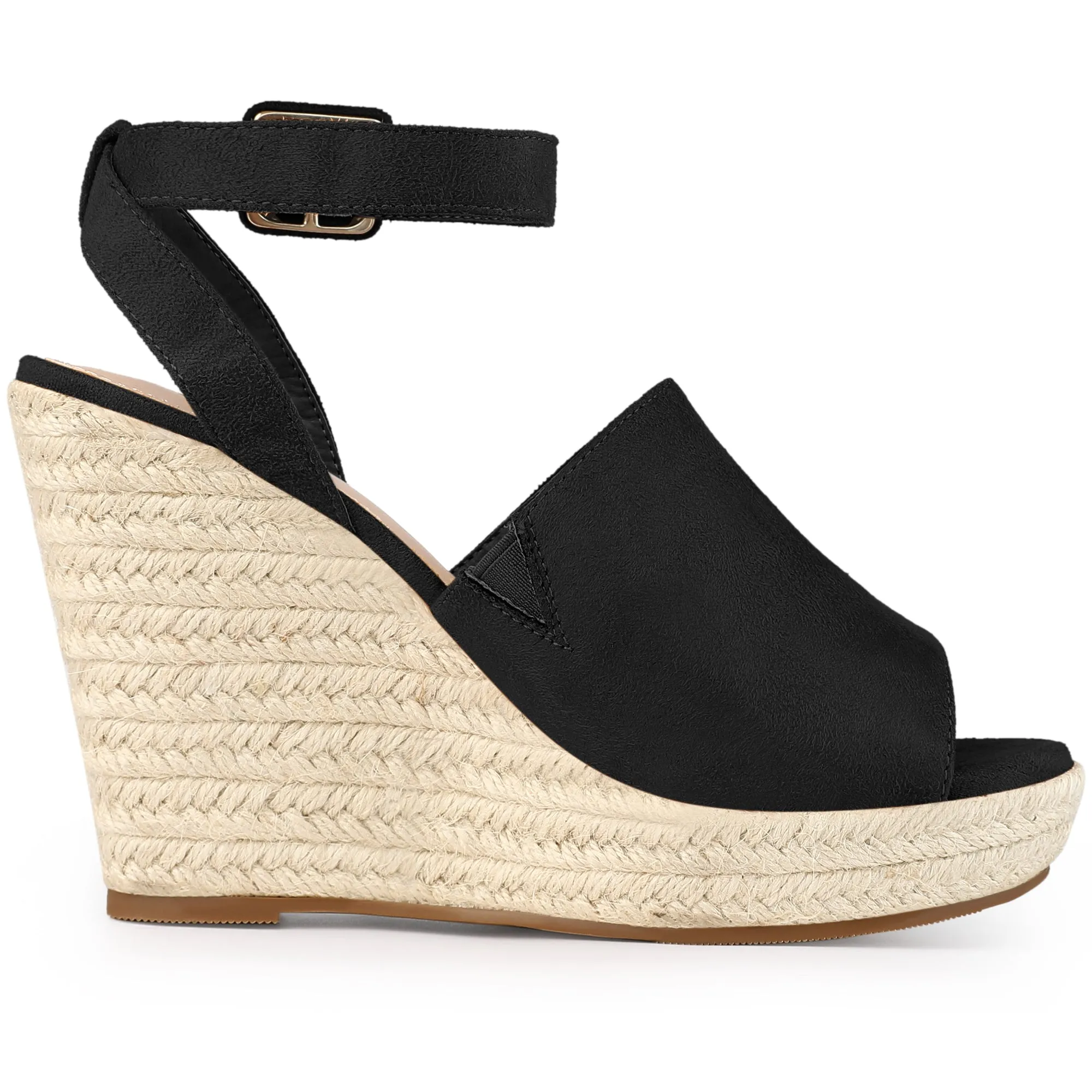 Women's Slingback Open Toe Buckle Espadrille Wedge Heel Sandals